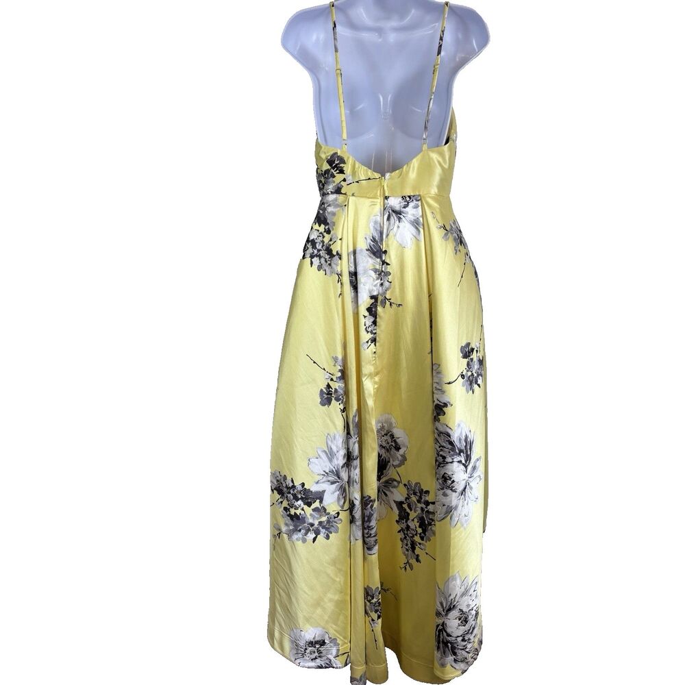 Speechless Yellow Floral High Low Dress Size 5 Spaghetti Strap Prom Formal Satin - Picture 3 of 16